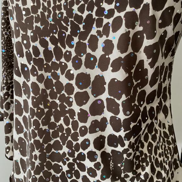 Vintage Brittany Black Womens Y2K Animal Print Top Size M Sequin Grunge 90s - Picture 3 of 12